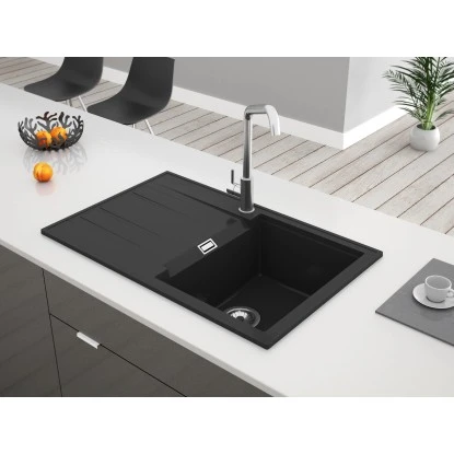 Einbauspüle Granitverbundwerkstoff Schwarz – Bild 2