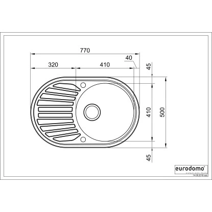 Eurodomo Einbauspüle Single 77 Cm Mit Ventil G 3 1/2 Edelstahl Glatt – Bild 2