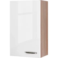 Flex-Well Exclusiv Oberschrank Valero 50 Cm X 89 Cm Hochglanz Weiß-Sonoma Eiche