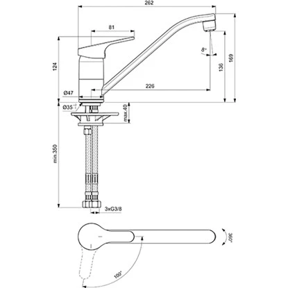Ideal Standard Küchenarmatur Cerafit Niederdruck BlueStart Chrom – Bild 2