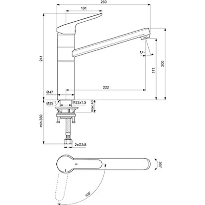 Ideal Standard Küchenarmatur Ceraflex BlueStart Verlängerter Sockel Chrom – Bild 6