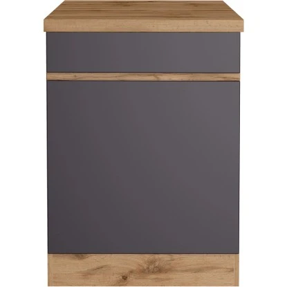 Held Möbel Küchenunterschrank Turin 60 Cm 1 Tür 1 Schublade Graphit/Wotaneiche – Bild 2