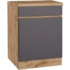 Held Möbel Küchenunterschrank Turin 60 Cm 1 Tür 1 Schublade Graphit/Wotaneiche