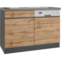Held Möbel Spülenunterschrank Turin 120 Cm Mit GSP-Blende Wotaneiche/Graphit