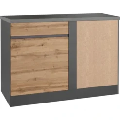 Held Möbel Küchen-Eckschrank Turin 120 Cm Wotaneiche/Graphit