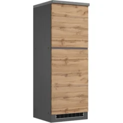 Held Möbel Kühlschrankumbauschrank Turin 60 Cm Wotaneiche/Graphit