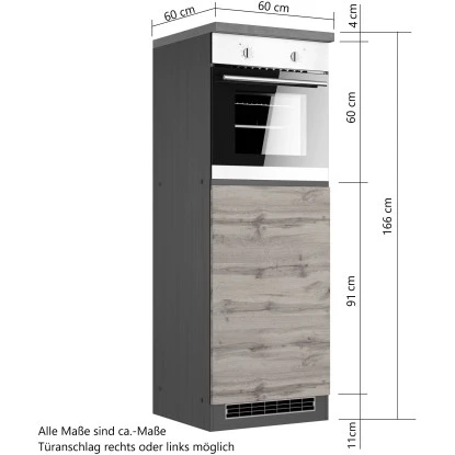 Held Möbel Ofenumbauschrank Turin 60 Cm Wotaneiche/Graphit – Bild 6