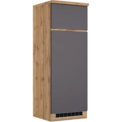 Held Möbel Umbauschrank Für Kühl/Gefrierkombi Turin 60 Cm Graphit/Wotaneiche