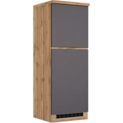 Held Möbel Kühlschrankumbauschrank Turin 60 Cm Graphit/Wotaneiche