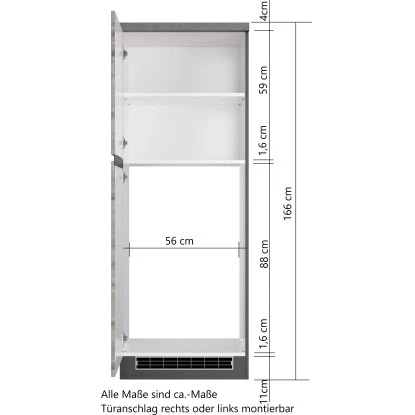 Held Möbel Kühlschrankumbauschrank Turin 60 Cm Graphit/Wotaneiche – Bild 5