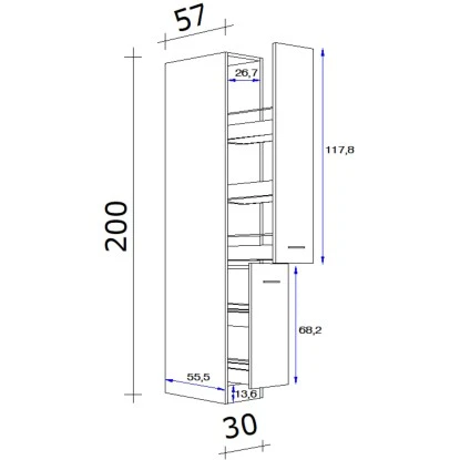 Flex-Well Exclusiv Apotheker-Hochschrank Lara 30 Cm Anthrazit-San Remo Eiche – Bild 2