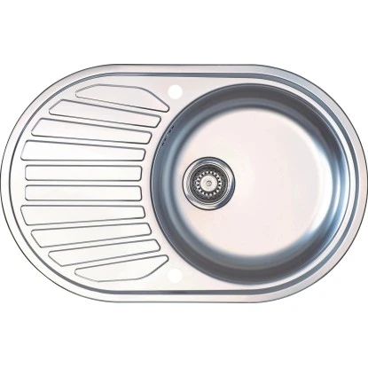 Eurodomo Einbauspüle Single 77 Cm Mit Ventil G 3 1/2 Edelstahl Glatt