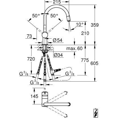 Grohe Einhand-Spültischbatterie Minta Chrom 12,5mm (1/2") C-Auslauf – Bild 2