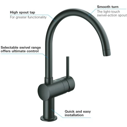 Grohe Minta Spültischbatterie Mit C-Auslauf In Velvet Black – Bild 2