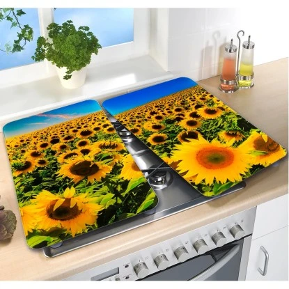 Wenko Herdabdeckplatten Universal Sonnenblumenfeld 2er Set Mehrfarbig – Bild 3