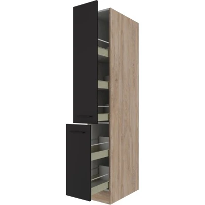 Flex-Well Exclusiv Apotheker-Hochschrank Capri 30 Cm Schwarz Matt-Endgrain Oak – Bild 2