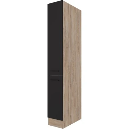 Flex-Well Exclusiv Apotheker-Hochschrank Capri 30 Cm Schwarz Matt-Endgrain Oak
