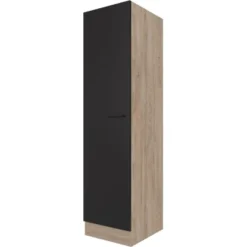 Flex-Well Exclusiv Geschirrschrank Capri 50 Cm Schwarz Matt-Endgrain Oak
