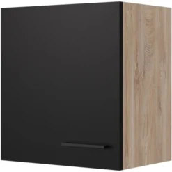 Flex-Well Exclusiv Oberschrank Capri 50 Cm X 55 Cm Schwarz Matt-Endgrain Oak