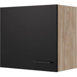Flex-Well Exclusiv Oberschrank Capri 60 Cm X 55 Cm Schwarz Matt-Endgrain Oak