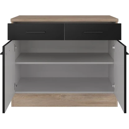 Flex-Well Exclusiv Unterschrank Capri 100 Cm Schwarz Matt-Endgrain Oak – Bild 3