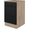 Flex-Well Exclusiv Unterschrank Capri 50 Cm Schwarz Matt-Endgrain Oak