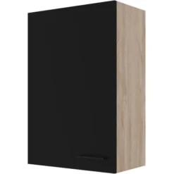 Flex-Well Exclusiv Oberschrank Capri 60 Cm X 89 Cm Schwarz Matt-Endgrain Oak