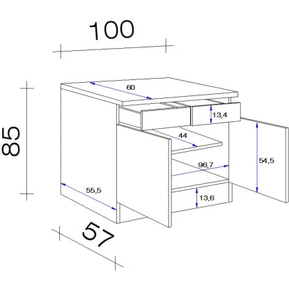 Flex-Well Exclusiv Unterschrank Capri 100 Cm Schwarz Matt-Endgrain Oak – Bild 4