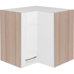 Flex-Well Exclusiv Eck-Hängeschrank Abaco 60 Cm X 60 Cm Perlmutt Glänzend-Akazie