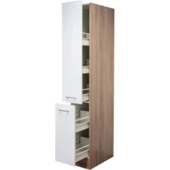 Flex-Well Classic Apotheker-Hochschrank Florida30 Cm Weiß-Sonoma Eiche