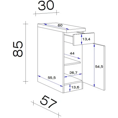 Flex-Well Classic Unterschrank Wito 30 Cm Weiß – Bild 2