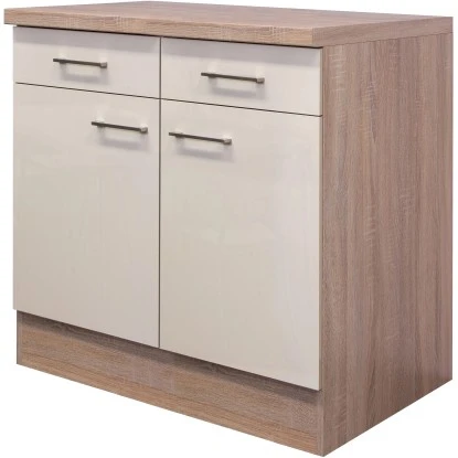 Flex-Well Exclusiv Unterschrank Orlando 80 Cm Kaschmir Glanz-Sonoma Eiche