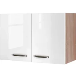 Flex-Well Exclusiv Oberschrank Valero 80 Cm X 55 Cm Hochglanz Weiß-Sonoma Eiche