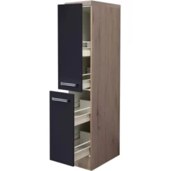Flex-Well Exclusiv Demi-Apothekerschrank Lara 30 Cm Anthrazit-San Remo Eiche