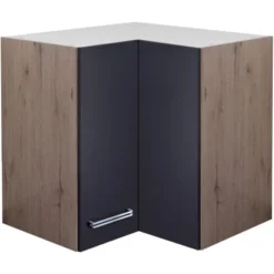 Flex-Well Exclusiv Eck-Hängeschrank Lara 60 X 60 Cm Anthrazit-San Remo Eiche