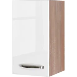 Flex-Well Exclusiv Oberschrank Valero 30 Cm X 55 Cm Hochglanz Weiß-Sonoma Eiche