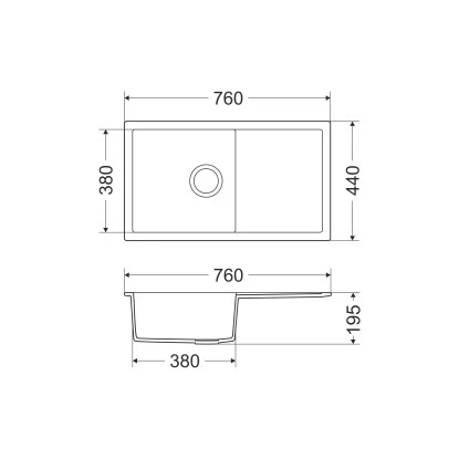 Miló Einbauspüle Granitverbundstoff Blissano 76 Schwarz – Bild 2