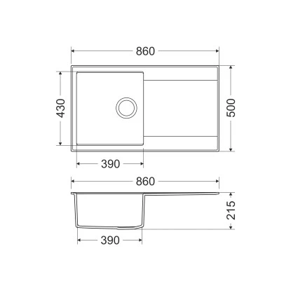 Miló Einbauspüle Granitverbundstoff Palladio 86 Sand – Bild 2