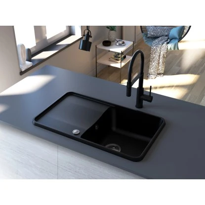 Miló Einbauspüle Granitverbundstoff Piu 78 Schwarz – Bild 3