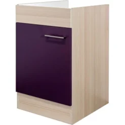 Flex-Well Exclusiv Spülen-Unterschrank Focus 50 Cm Akazie-Aubergine-Akazie