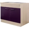 Flex-Well Exclusiv Spülenunterschrank Focus 100 Cm Akazie-Aubergine-Akazie