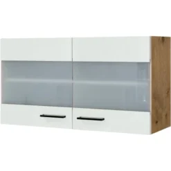 Flex-Well Exclusiv Glas-Oberschrank Vintea 100 Cm Magnolie Matt - Lancelot Oak