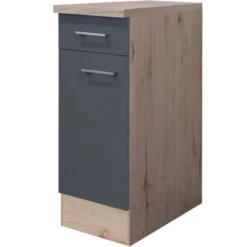 Flex-Well Exclusiv Unterschrank Morena 30 Cm Basaltgrau Matt - San Remo Eiche