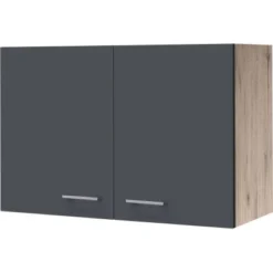 Flex-Well Exclusiv Oberschrank Morena 80 Cm Basaltgrau Matt - San Remo Eiche