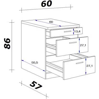 Flex-Well Exclusiv Auszugsunterschrank Valero 60 Cm Hochglanz Weiß - Sonoma Eic – Bild 2