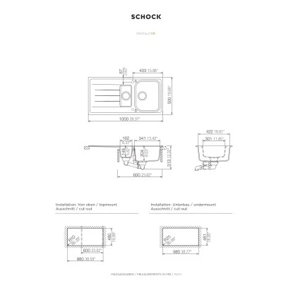 Respekta By Schock Granit-Einbauspüle Orlando 100 X 50 Cm 1,5 Becken Betongrau – Bild 2