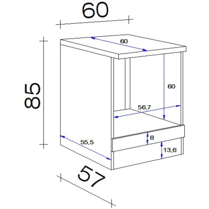 Flex-Well Herdumbauschrank Capri 60 Cm Schwarz Matt-Endgrain Oak – Bild 3