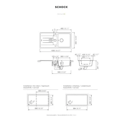 Respekta By Schock Granit-Einbauspüle Columbia 100 Cm X 50 Cm 1,5 Becken Weiß – Bild 2