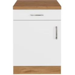 Held Möbel Unterschrank Sorrento 50 X 85 X 60 Cm Tür Schubk. + EL-B. Weiß-Wotan.