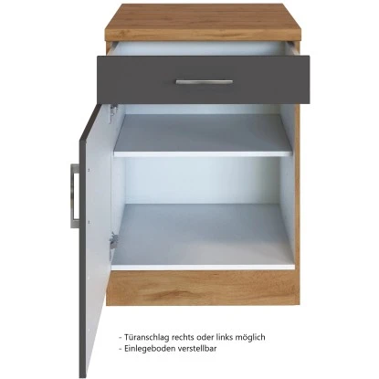 Held Möbel Unterschrank Sorrento 50 X 85 X 60 Cm Tür Schub. + EL-B. Anth.-Wotan. – Bild 2